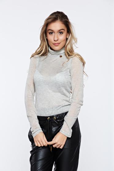 Szürke PrettyGirl magas nyakú szűk szabás body