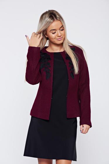 Burgundy LaDonna elegáns hímzett zakó hosszú ujjú
