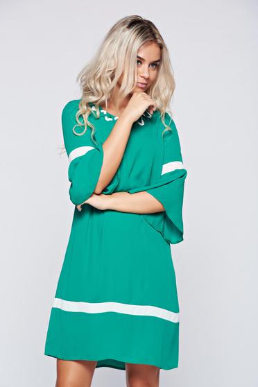 Zöld LaDonna elegáns bő szabású ruha harang ujjakkal