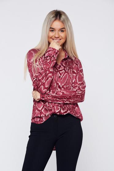 Burgundy PrettyGirl bő szabású hétköznapi hosszú ujjú női ing