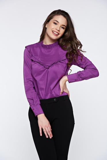 Lila PrettyGirl irodai hosszú ujjú gomb nélküli női ing
