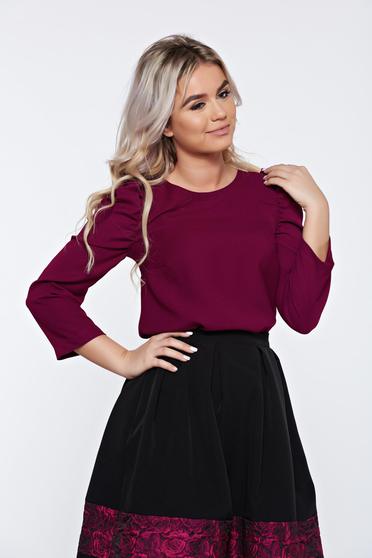 Lila hétköznapi elegáns StarShinerS női blúz ráncolt ujjakkal timeless romance
