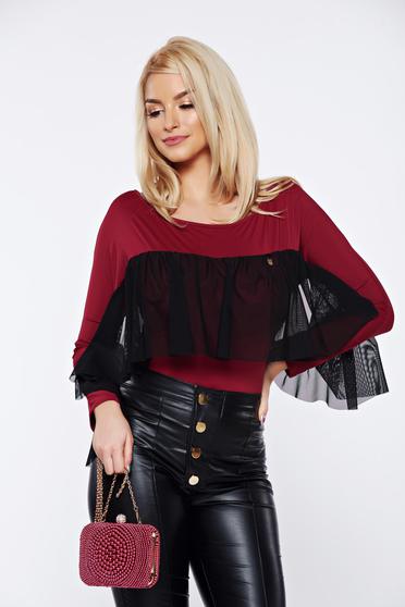 Burgundy MissQ elegáns body tűl kiegészítővel rugalmas és finom anyagból