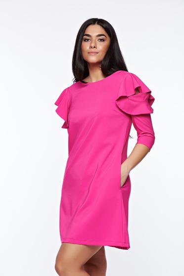 Pink LaDonna bő szabás ruha fodrozott ujjakkal