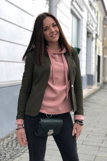 Kaki LaDonna szűkített blézer belső béléssel