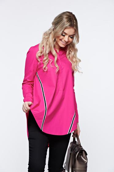 Pink LaDonna hétköznapi bő szabás pamutból készült női ing