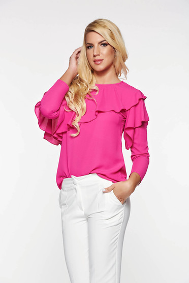 Pink LaDonna elegáns bő szabás női blúz lenge anyagból fodrok a mellrészen
