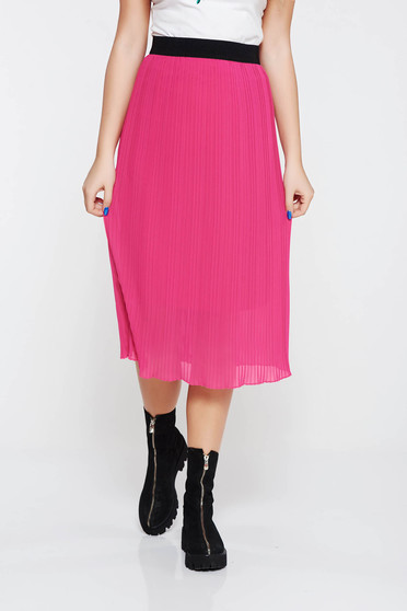 Pink casual rakott szoknya derékban rugalmas belső béléssel