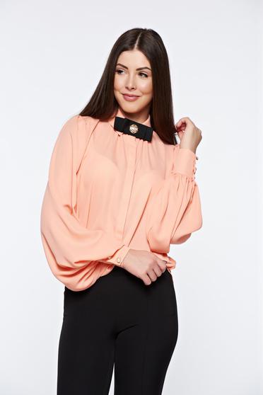 Barackvirágszínű PrettyGirl elegáns bő szabású női ing lenge anyagból