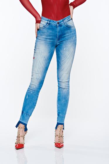 Kék MissQ casual rugalmas pamut skinny farmer