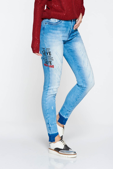 Kék MissQ casual rugalmas pamut skinny farmer