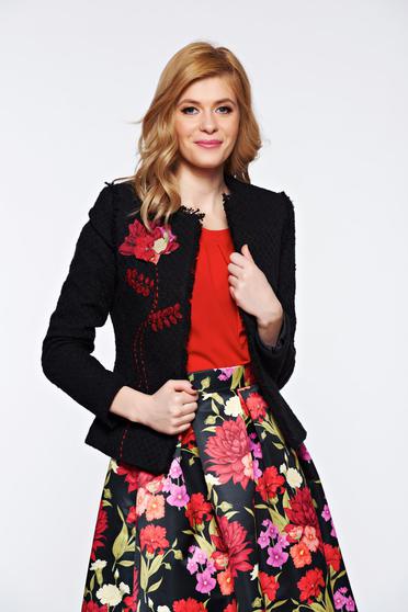 Fekete LaDonna elegáns szűkített blézer belső béléssel kézzel varrott díszítésekk