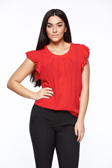 Piros LaDonna elegáns bő szabás női blúz lenge, áttetsző anyag