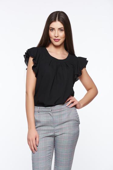 Fekete LaDonna elegáns bő szabás női blúz lenge, áttetsző anyag