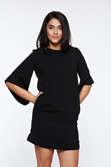 Fekete LaDonna elegáns bő szabás ruha belső béléssel zsebes