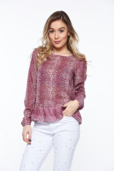 Lila StarShinerS casual bő szabású női blúz lenge, áttetsző anyagból