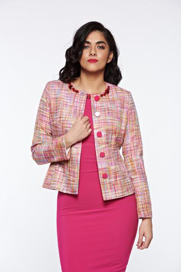 Pink LaDonna elegáns pamutból készült blézer belső béléssel kézzel varrott díszítésekk