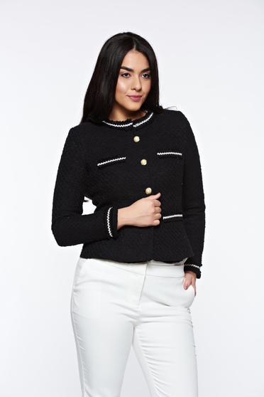 Fekete LaDonna elegáns szűkített blézer nem elasztikus pamut belső béléssel