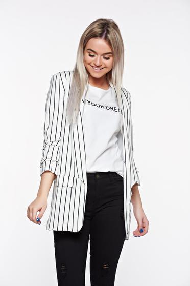 Fehér SunShine casual bő szabású blézer belső béléssel rugalmas anyag