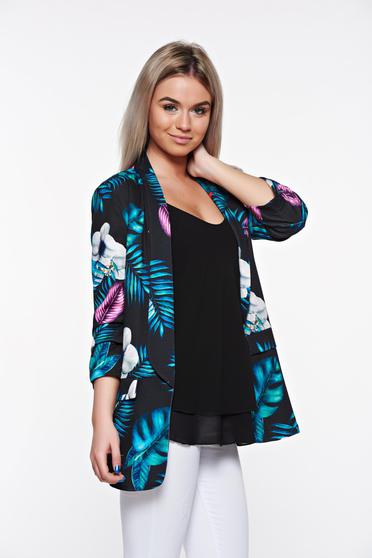 Fekete SunShine casual bő szabású blézer belső béléssel rugalmas anyag