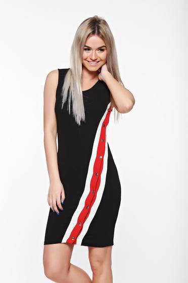 Fekete SunShine casual szűk szabás ujj nélküli ruha scuba anyagból