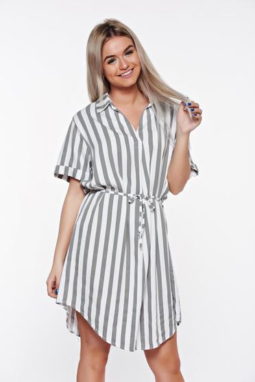 Szürke SunShine casual bő szabású ruha puha anyag derékban zsinórral köthető meg