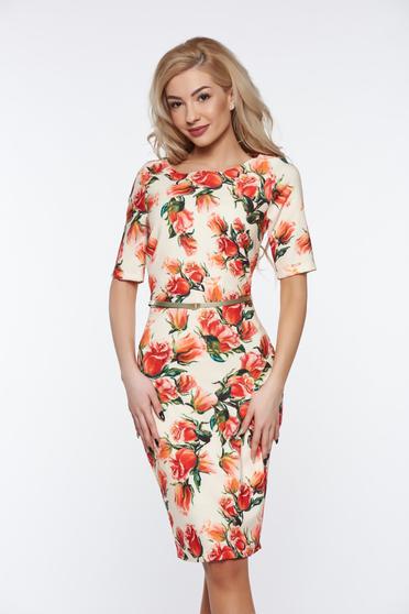 Piros PrettyGirl elegáns ceruza ruha belső béléssel pamutból készült