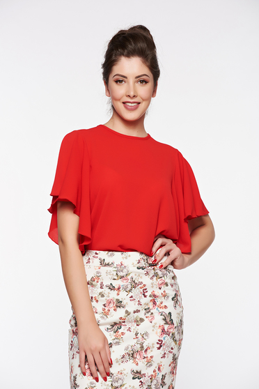 Piros PrettyGirl elegáns bő szabás női blúz lenge anyagból enyhén áttetsző anyag