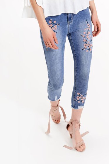 Kék Top Secret casual skinny farmer hímzett rugalmas pamut
