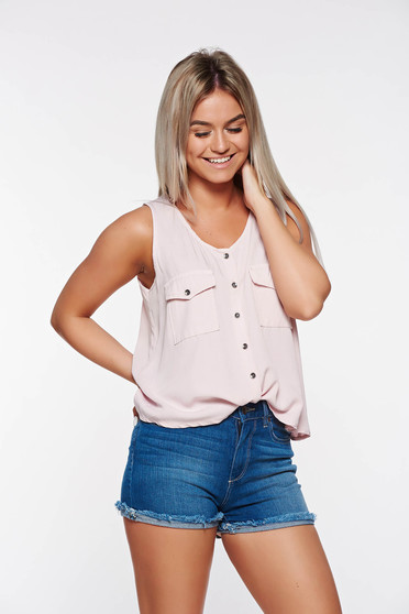Rózsaszínű SunShine casual bő szabású felső nem rugalmas anyag finom tapintású anyag