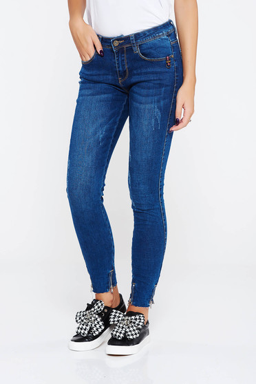 Kék SunShine farmer casual skinny farmer pamutból készült zsebes normál derekú