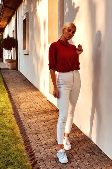 Burgundy SunShine elegáns bő szabás rakott női blúz lenge, áttetsző anyag