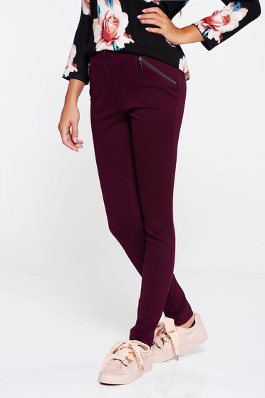 Burgundy casual nadrág szűk szabás enyhén rugalmas anyag