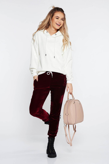 Burgundy SunShine casual bársony nadrág zsebes derékban rugalmas