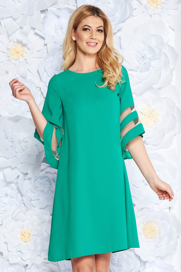 Zöld ruha elegáns bő szabású rugalmatlan szövet bő ujjú