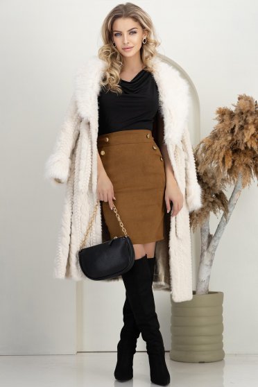 Szett - női top, szoknya, szőrme